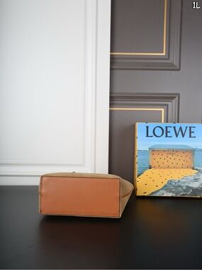 Loewe Tan Suede Tote with Brown Leather Trim